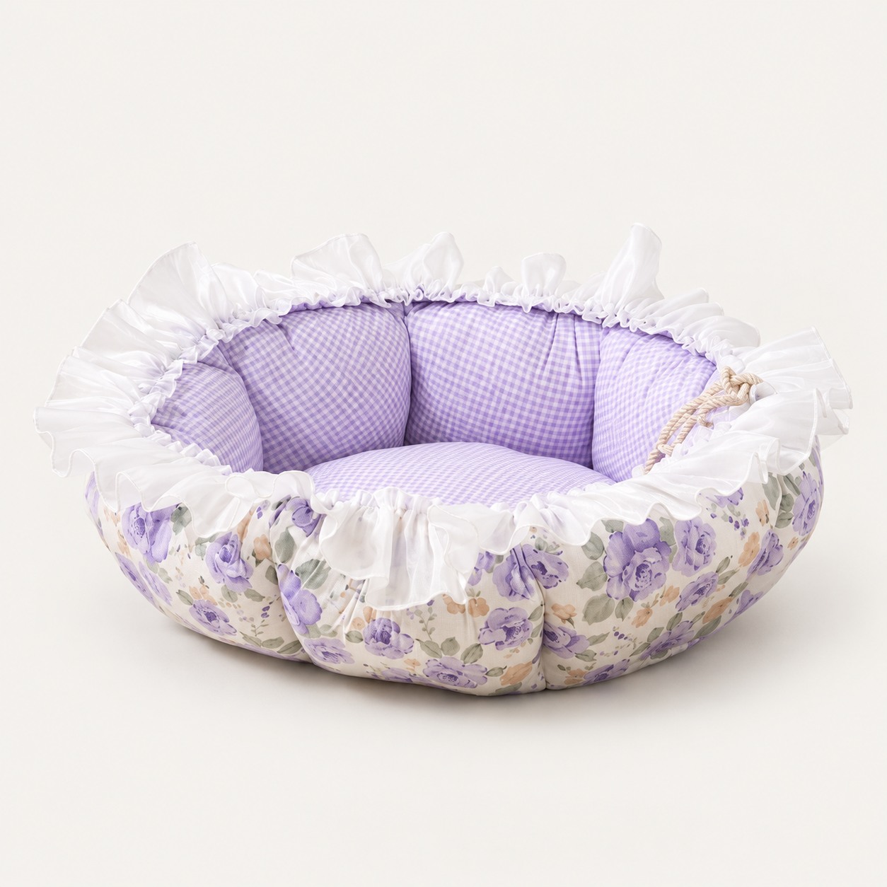 Ruffled Floral Cat Bed