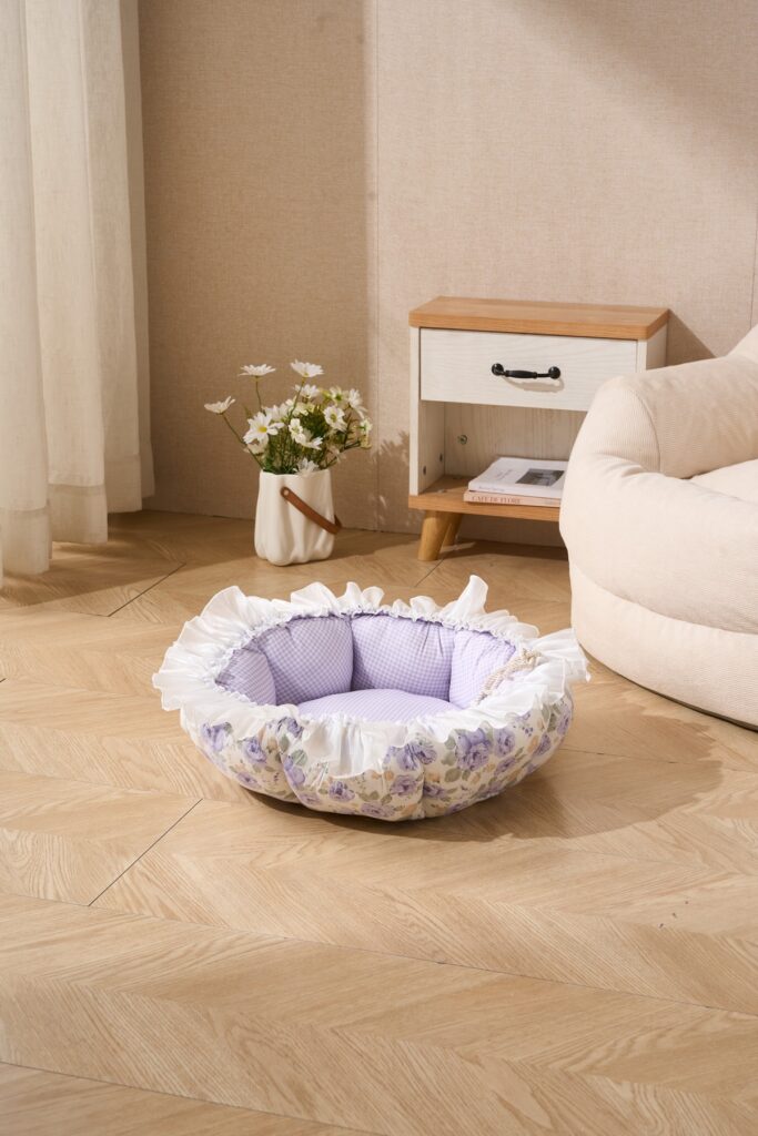 Ruffled Floral Cat Bed, original product view 1