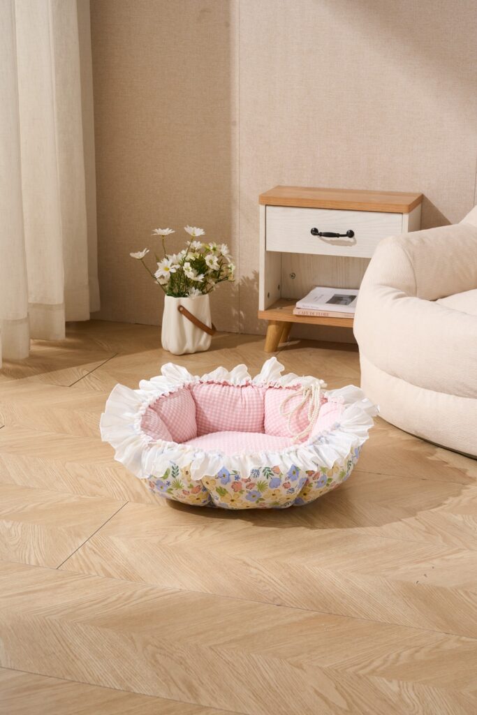 Ruffled Floral Cat Bed, original product view 2